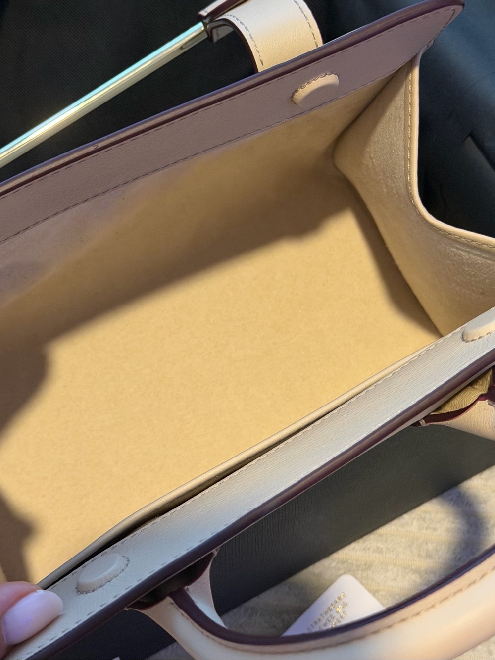 Strathberry Oat Mini Tote with Gold Bar Detail (new in a box with a dust bag) - Picture 7 of 14